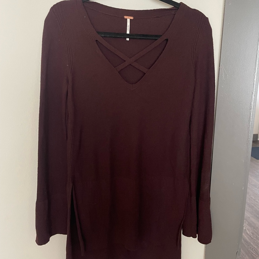Brown Free People Size Small Tunic sweater
